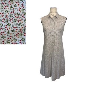 Vintage Barneys New York Floral Cotton Sleeveless Button Down Midi Dress, 6